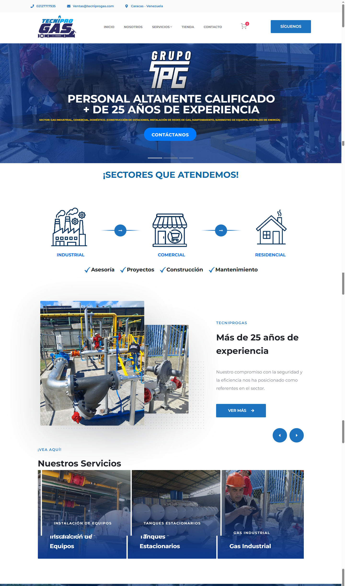 Diseño web Tecniprogas desarrollado por Mega Web